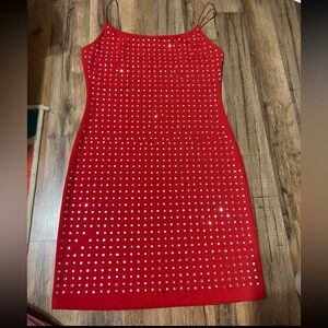 Red Rhinestone Dress Sz L